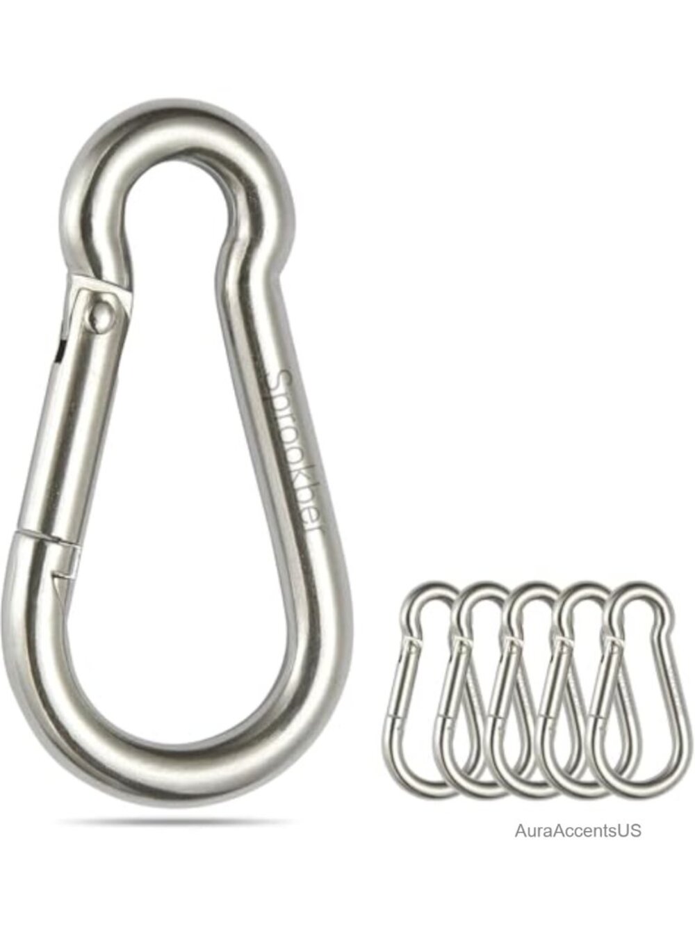 304 Stainless Steel Spring Snap Hook Carabiner Clips Set of 6 Camping Hiking